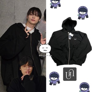 ★TXT ヒュニンカイ 着用！！【UNDERMYCAR】Undermycar Mu.11 Anti Fxxking Logo Play Oversized Pigment Hood Zip-up Black
