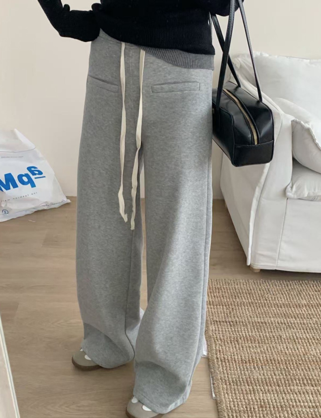 【新作５％OFF・3日間】裏起毛・Loe-rise Loose Pants_2colors