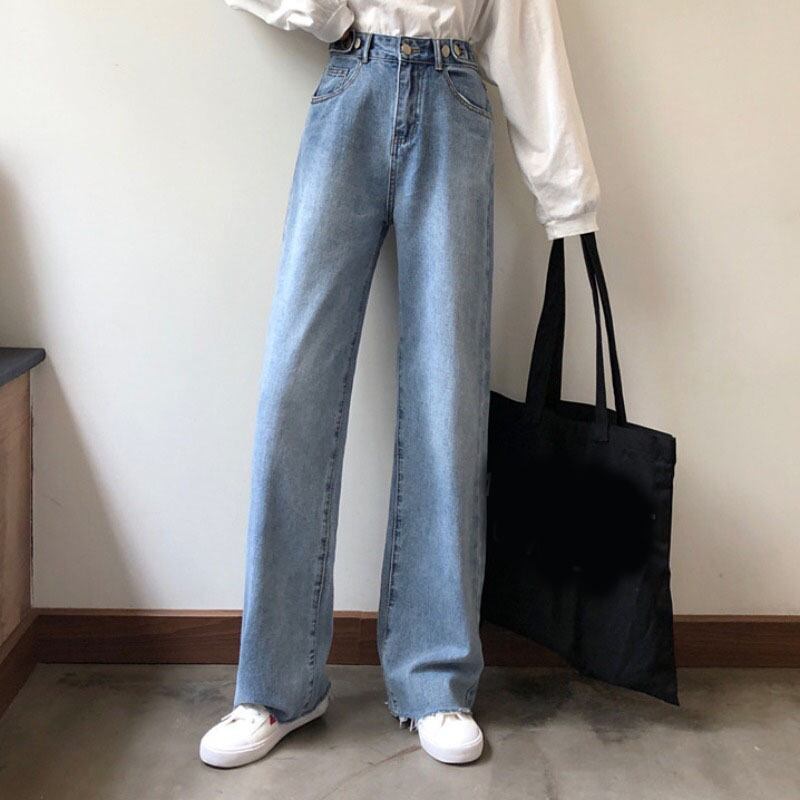 2020年夏の新作オールマッチルーズハイウエストパンツドレープワイドレッグパンツシンストレートレッグパンツレディースジーンズ YY-ファッション4860582552