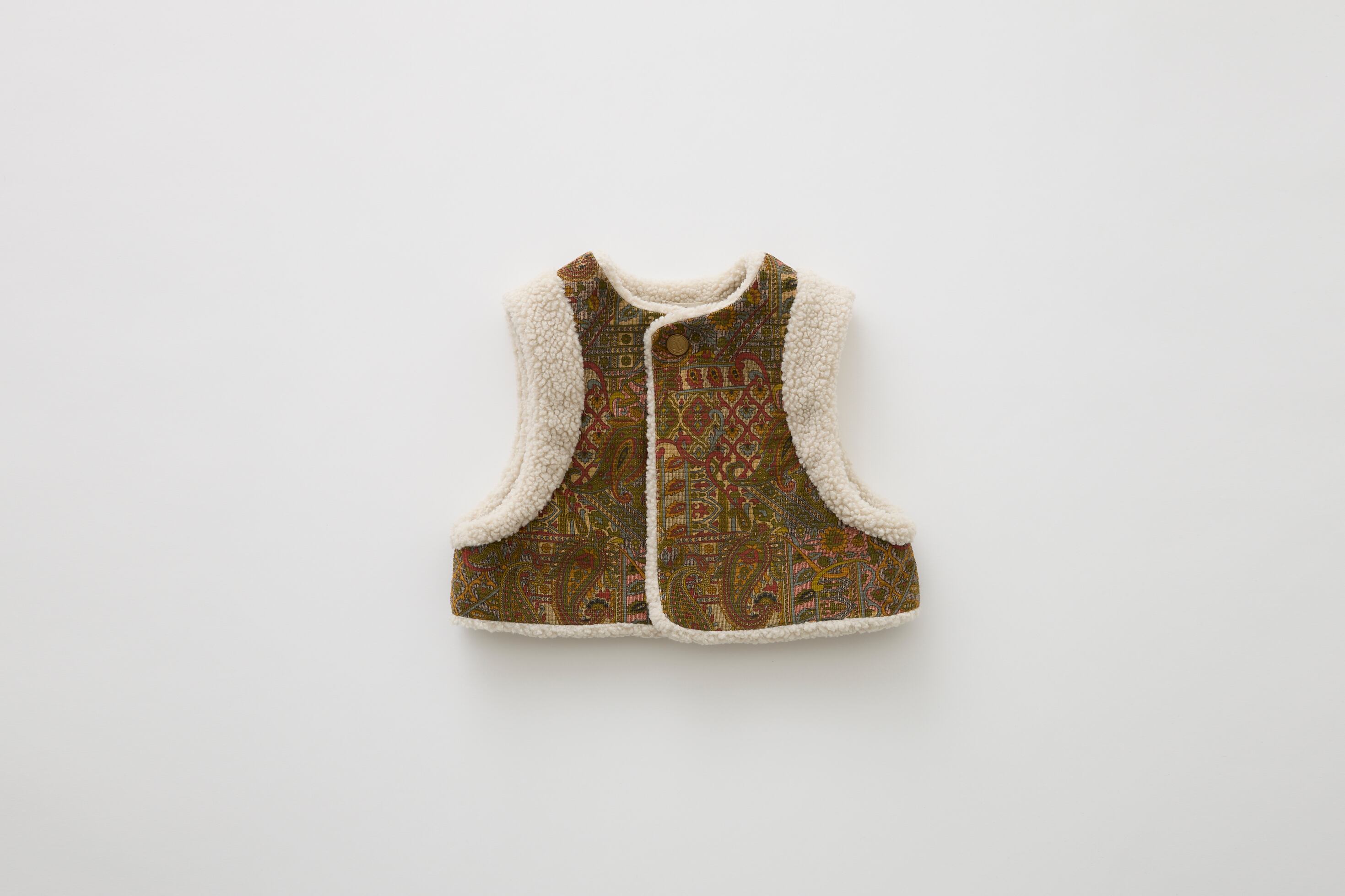 eLfinFolk(エルフィンフォルク)/ Paisly Boa Vest / olive / 90,110,130cm