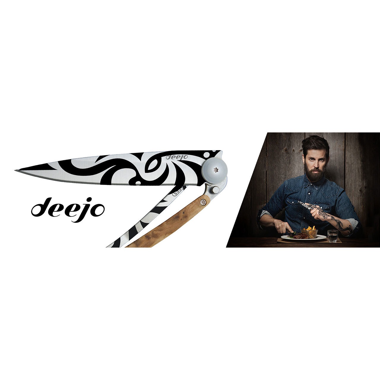 【deejo】Pocket Knife　Black 37g juniper