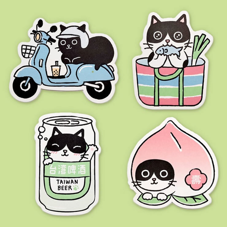 ダイカット 活版印刷 猫ポストカード（茄芷猫） | 猫式×台灣 台湾雑貨