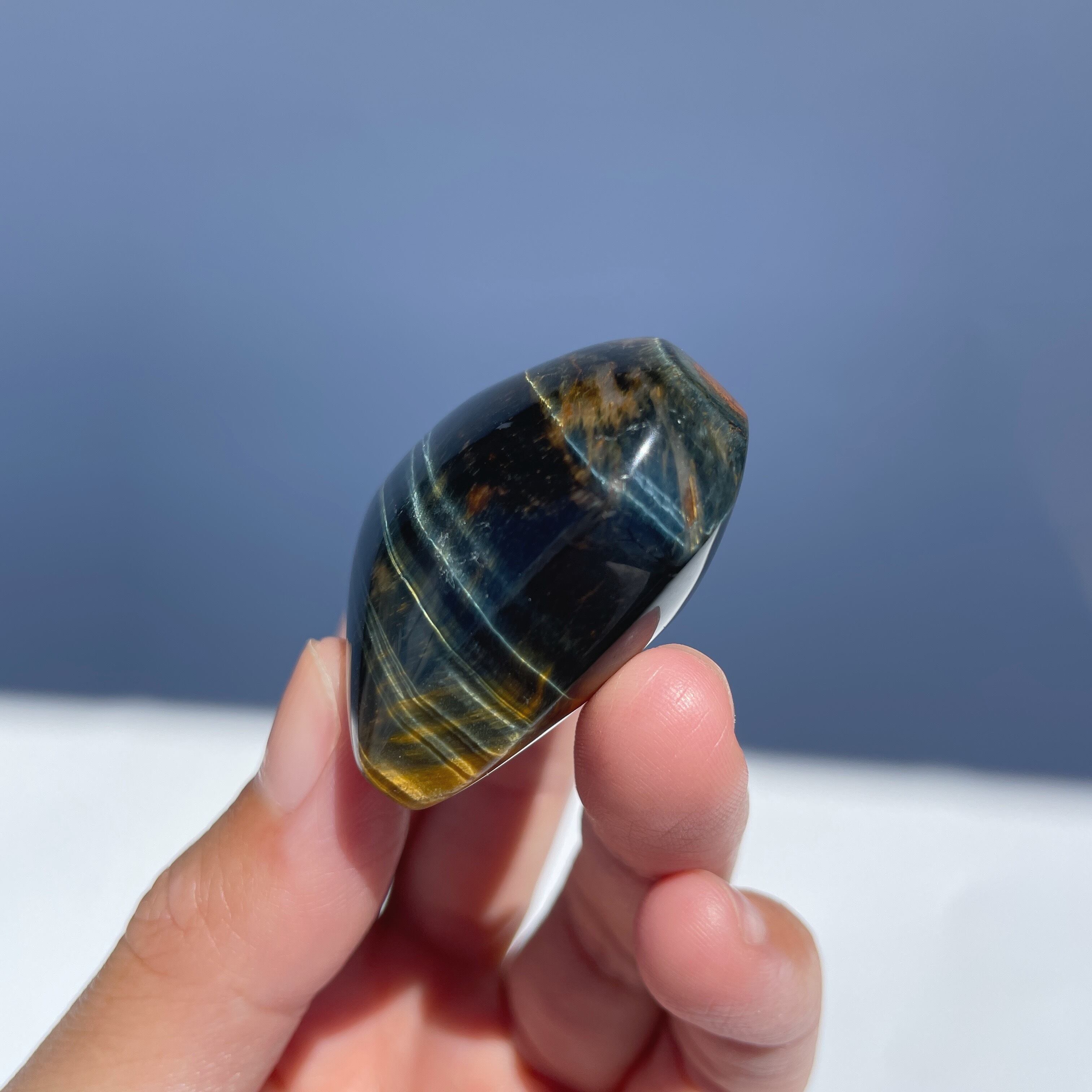 ブルータイガーアイ ハート01◇Blue Tiger's eye◇天然石・鉱物