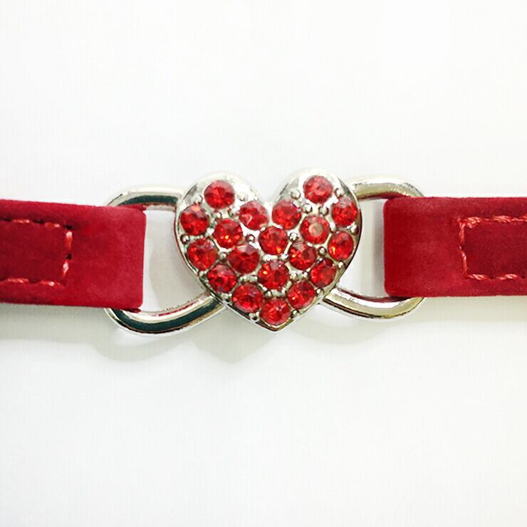 猫ちゃん用 首輪 ☆ ハートのキラキラビジュー 安心な伸縮タイプ 安全  