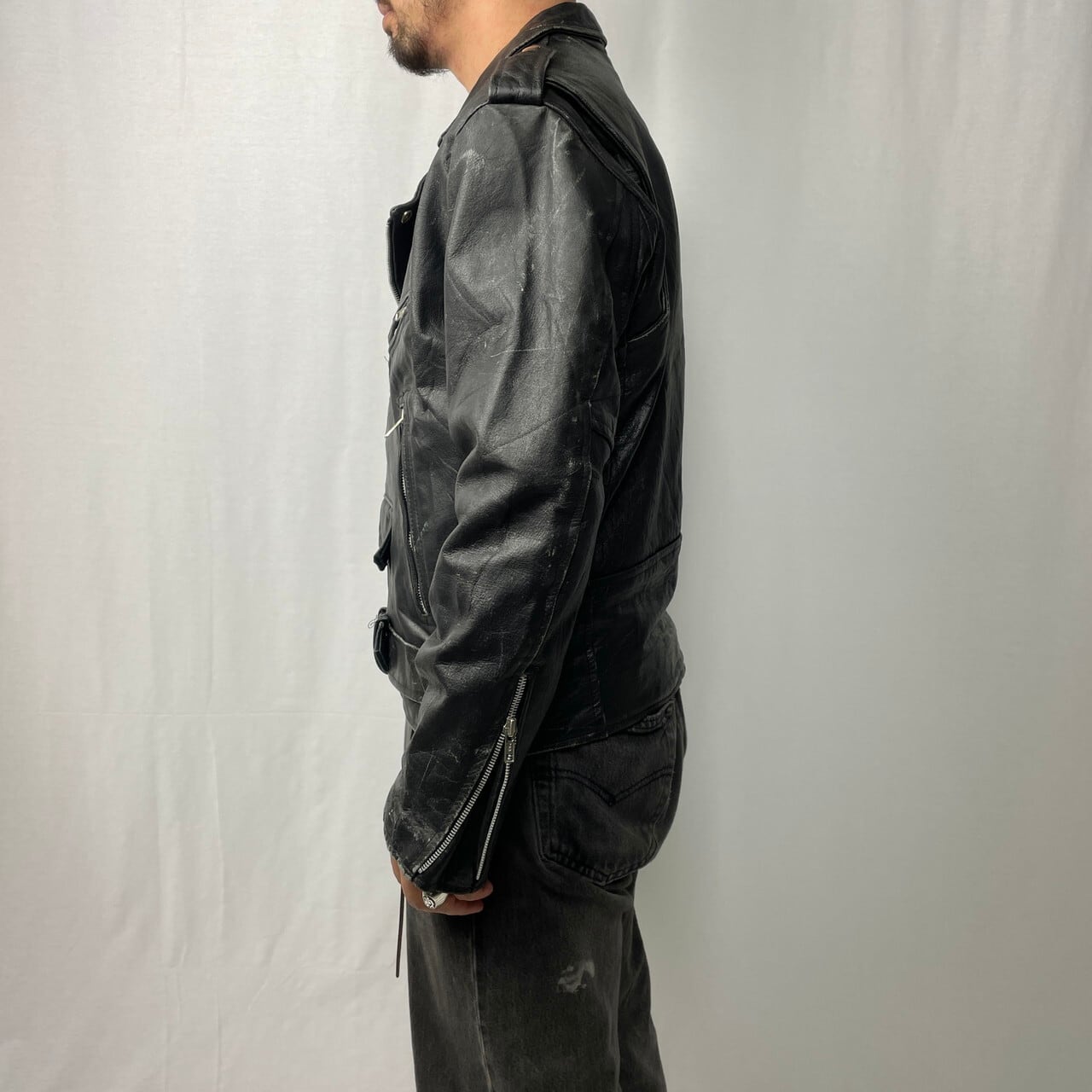 ☆ECHTES LEDER☆ダブルライダースジャケット リアルレザー リメイク 