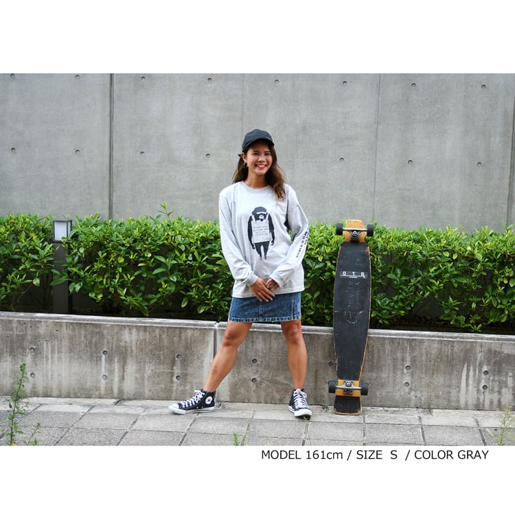 バンクシー モンキー 「BANKSY」「LAUGH NOW MONKEY」リブ ロンT 長袖Tシャツ (袖プリント) /  banksy-lstee-monkey | oguoy/Destroy it Create it Share it powered by BASE