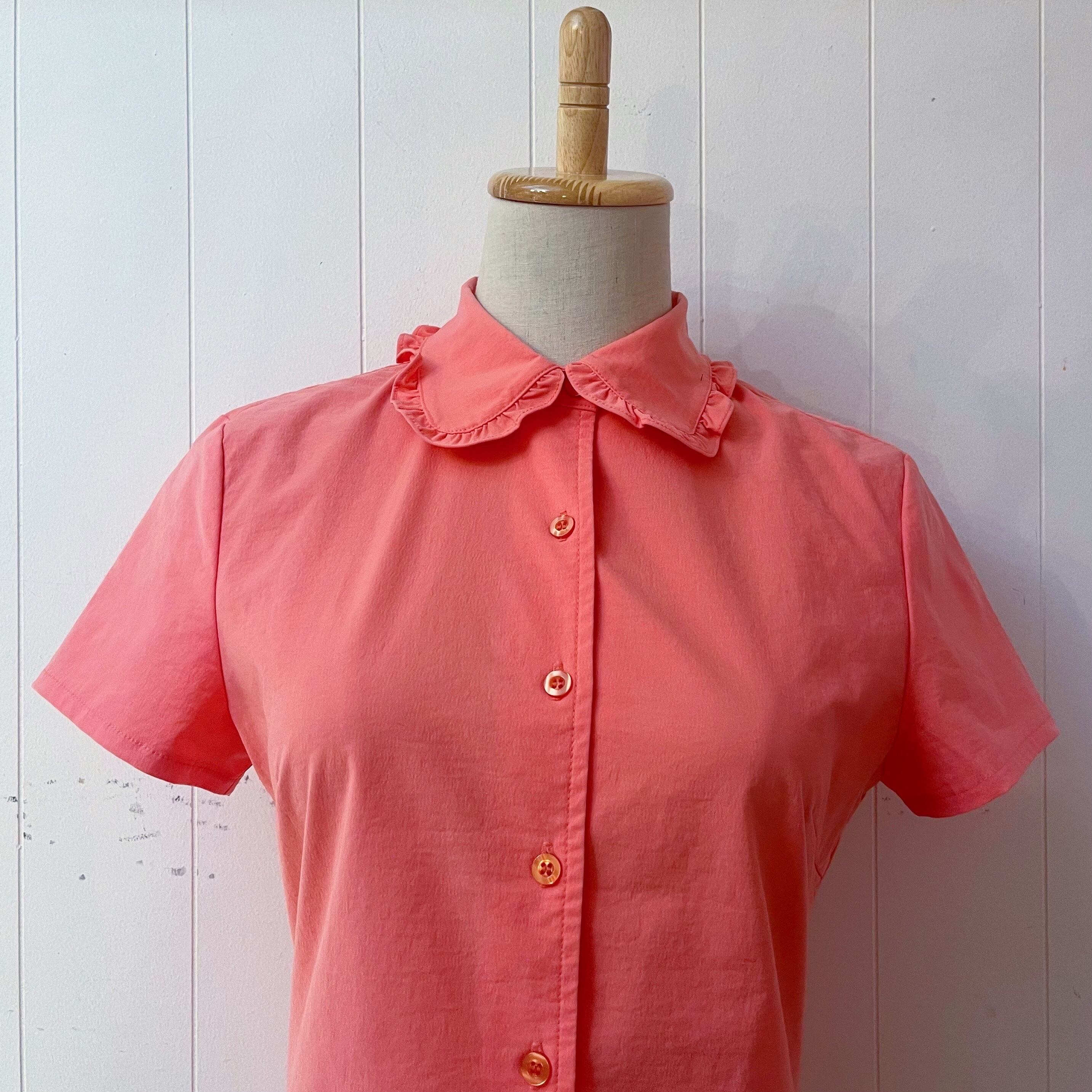 fluorescent pink frill blouse