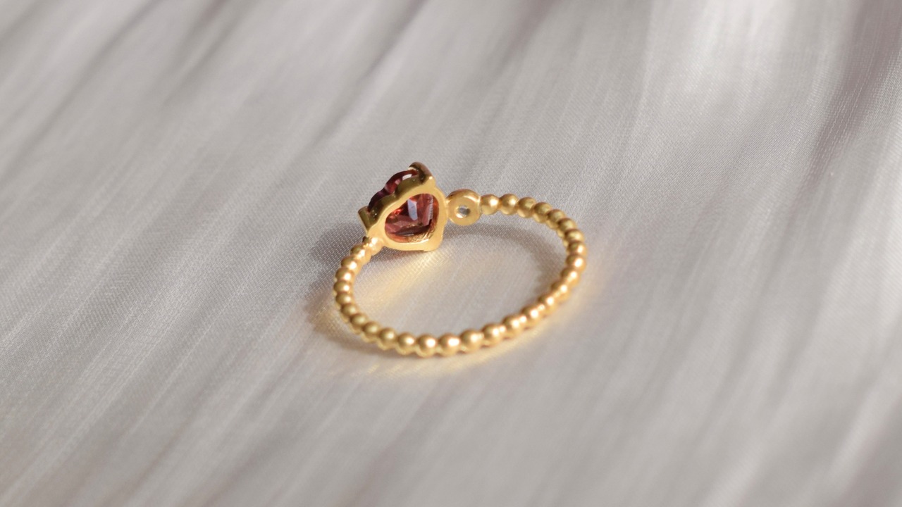 ＊1点もの＊Garnet tubutubu ring / Moon 《silver925+14KGP》
