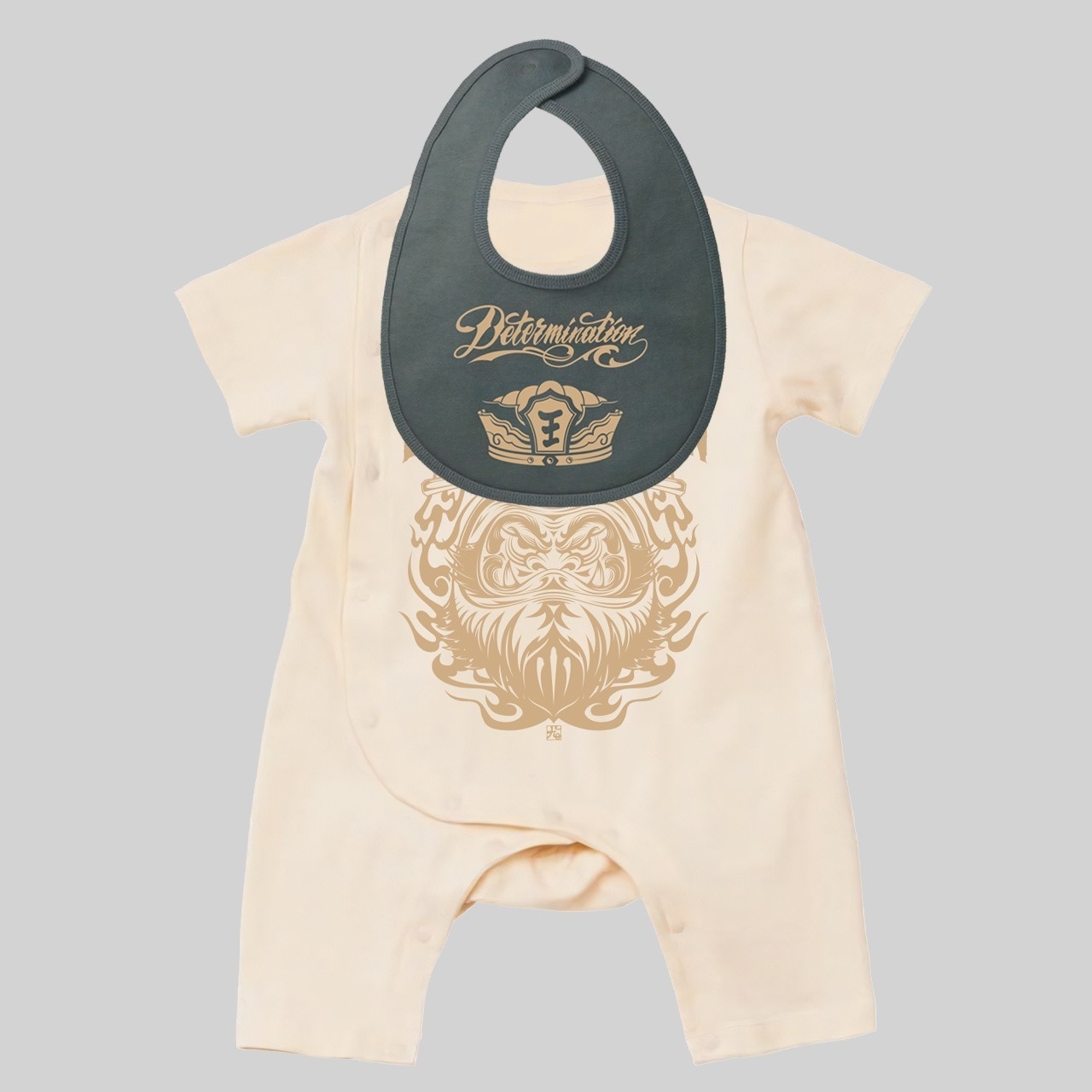 閻魔達磨プリント ベビーセット ロンパース スタイ【TIKTOK】