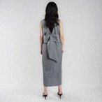 バックリボン Vネックロングワンピース