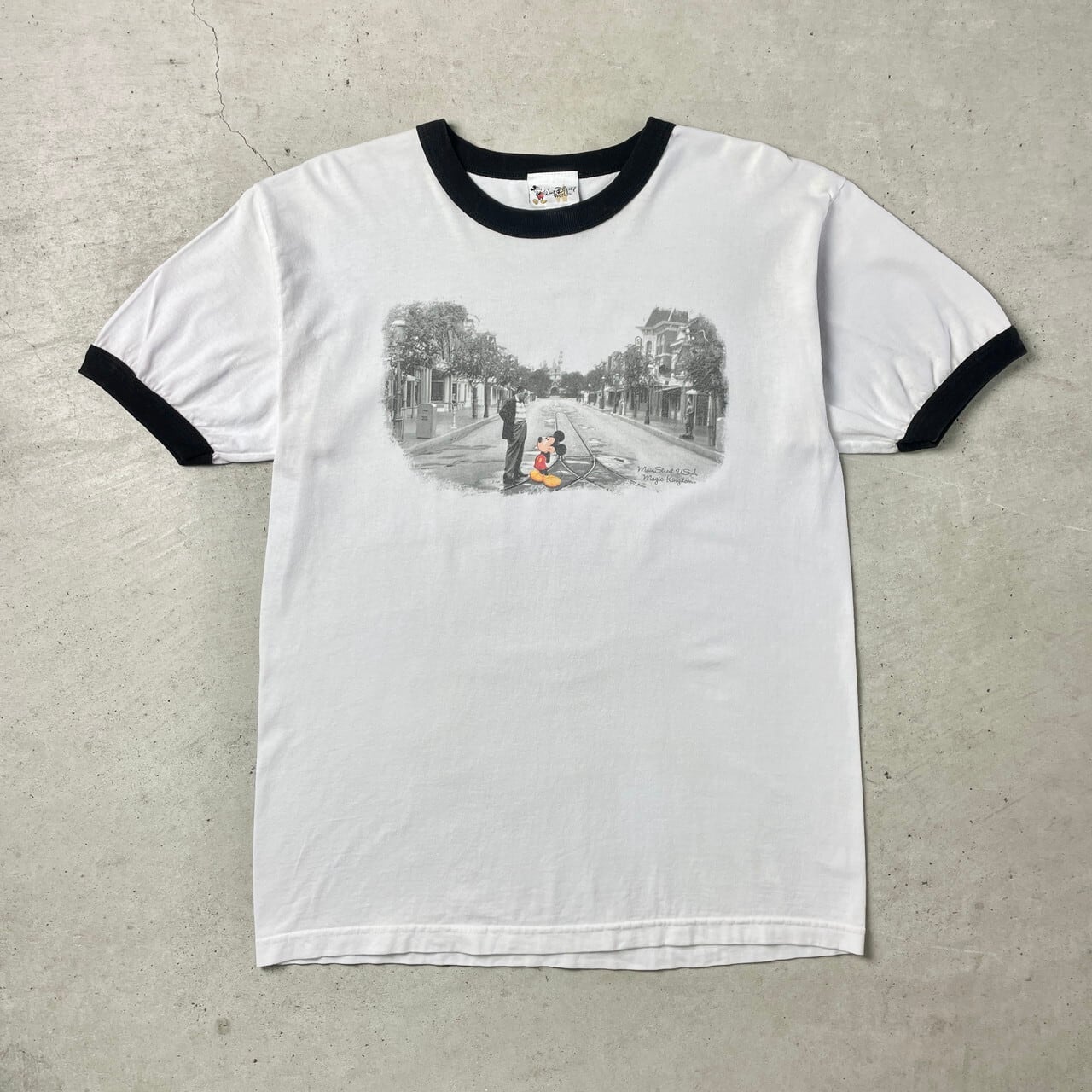 90s 00s Disney ウォルト & ミッキー リンガー Tシャツ