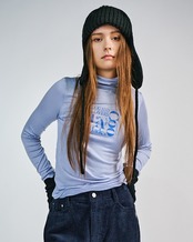 DOG AND LOVERS プリントタートルネック L/S Tシャツ (BEIGE) CQ-49081