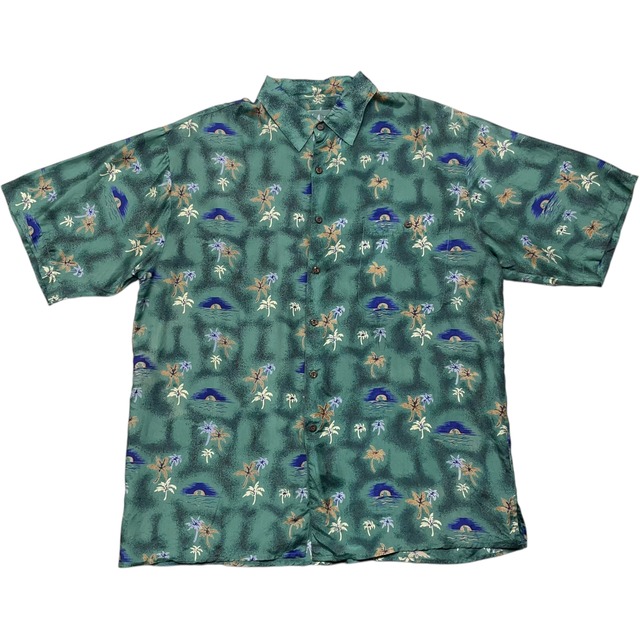 《XL》 Silk Traders 半袖シャツ シルクシャツ アロハシャツ 総柄 no.8085