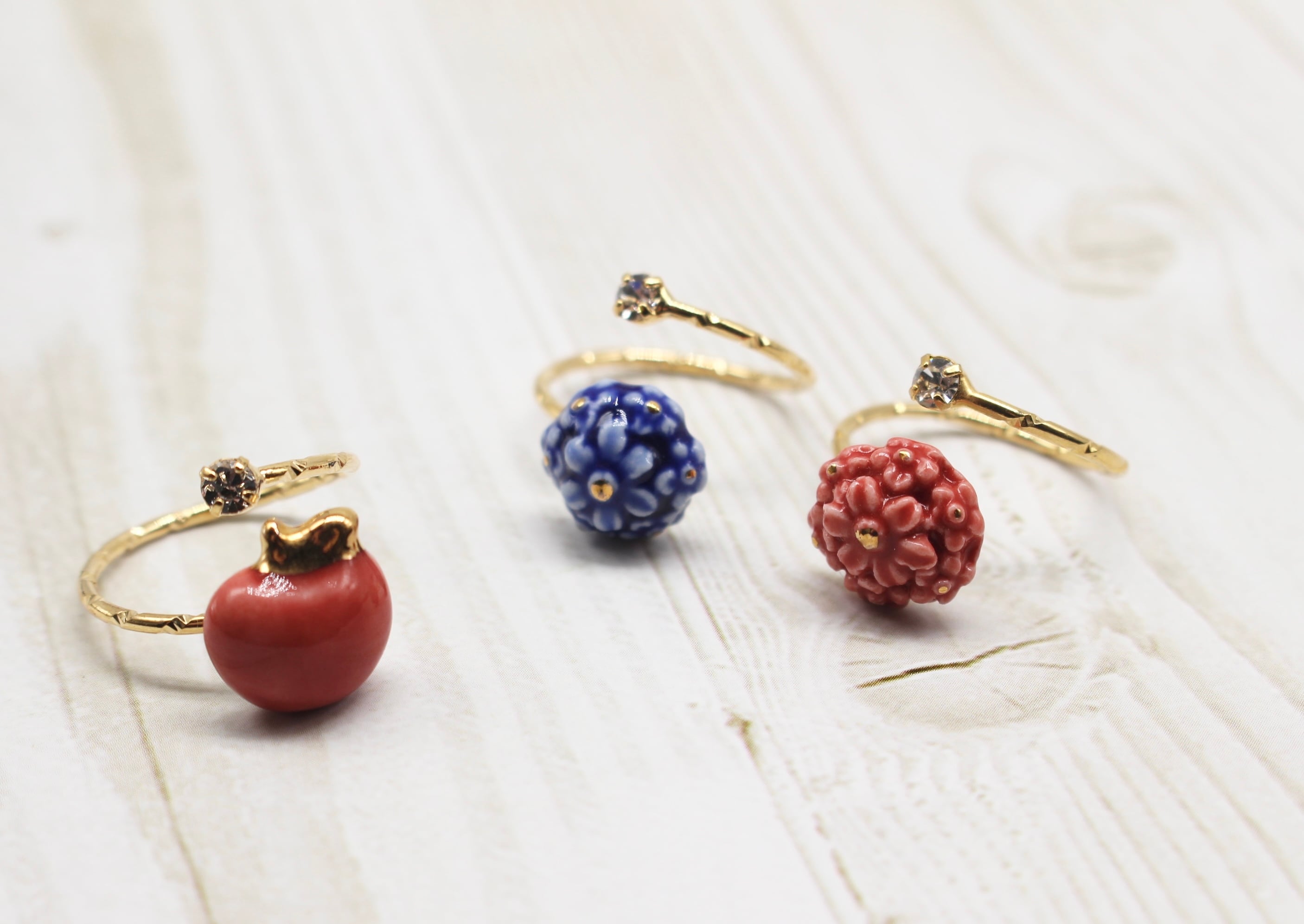 有田焼 リング ラウンドフラワー赤 | 有田焼アクセサリー・陶器