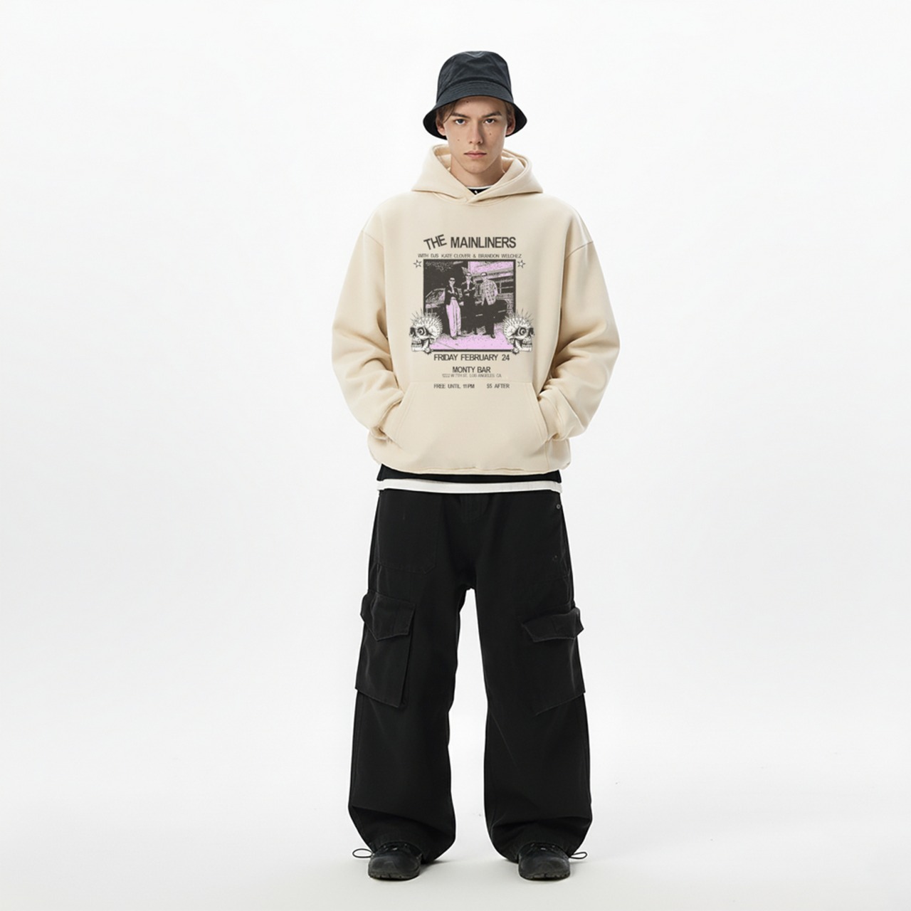 VINTAGE ストリート バンドプリント パーカー T1952