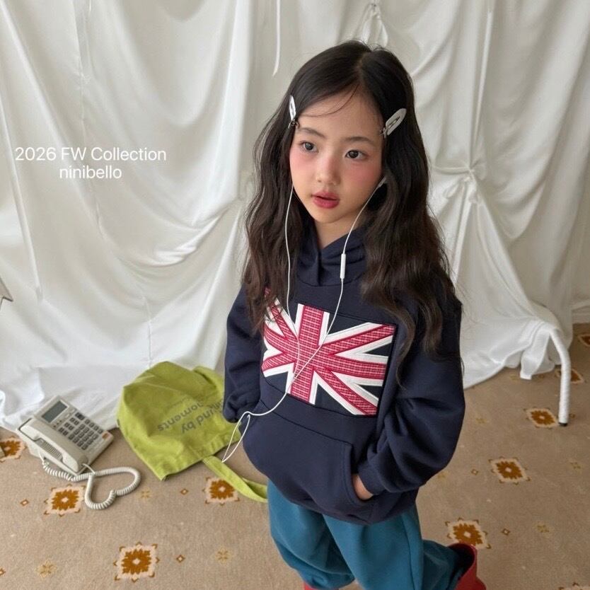 送料無料【予約】/ ロンドンパッチフードTシャツ / ninibello