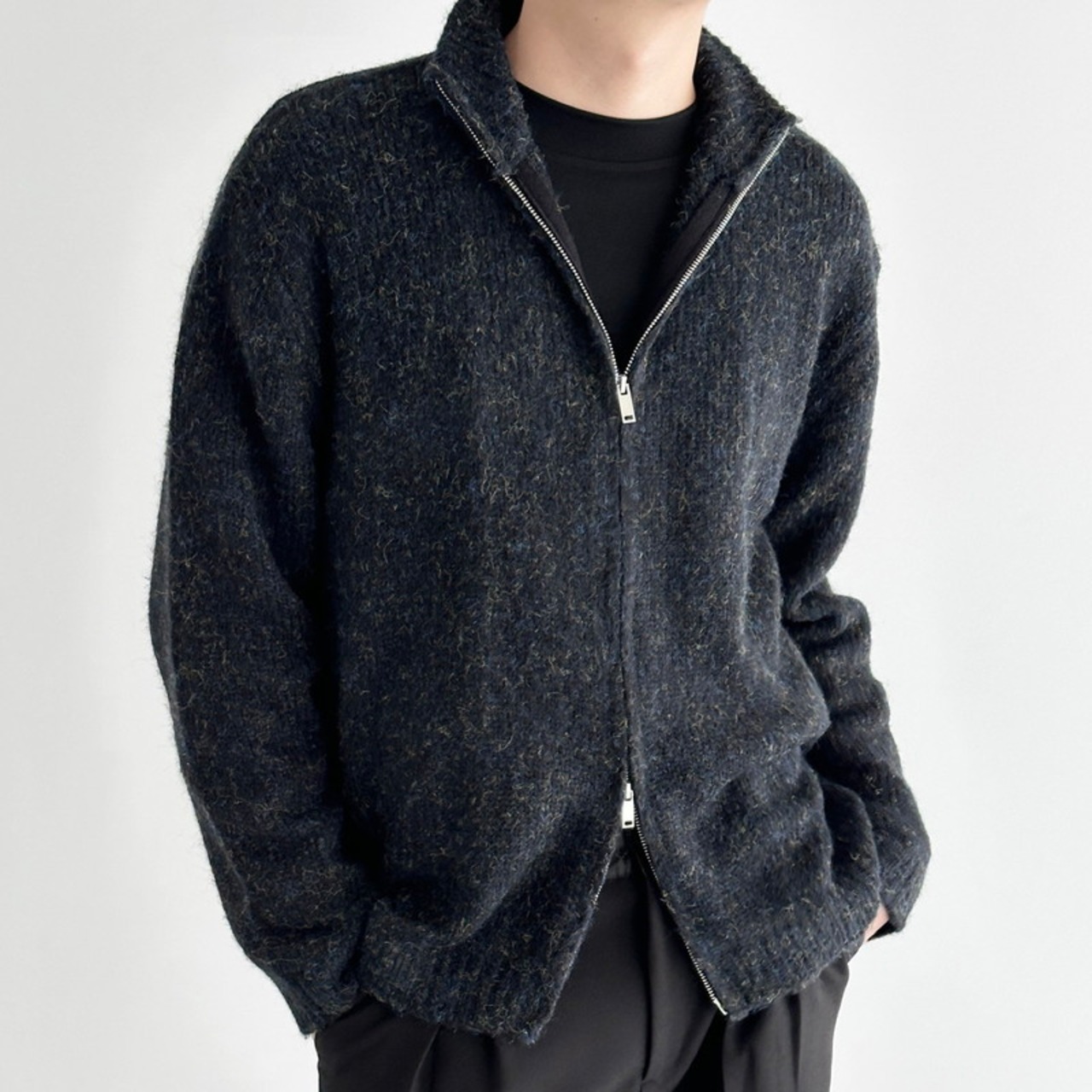 ダブルジップハイネックカーディガン　923