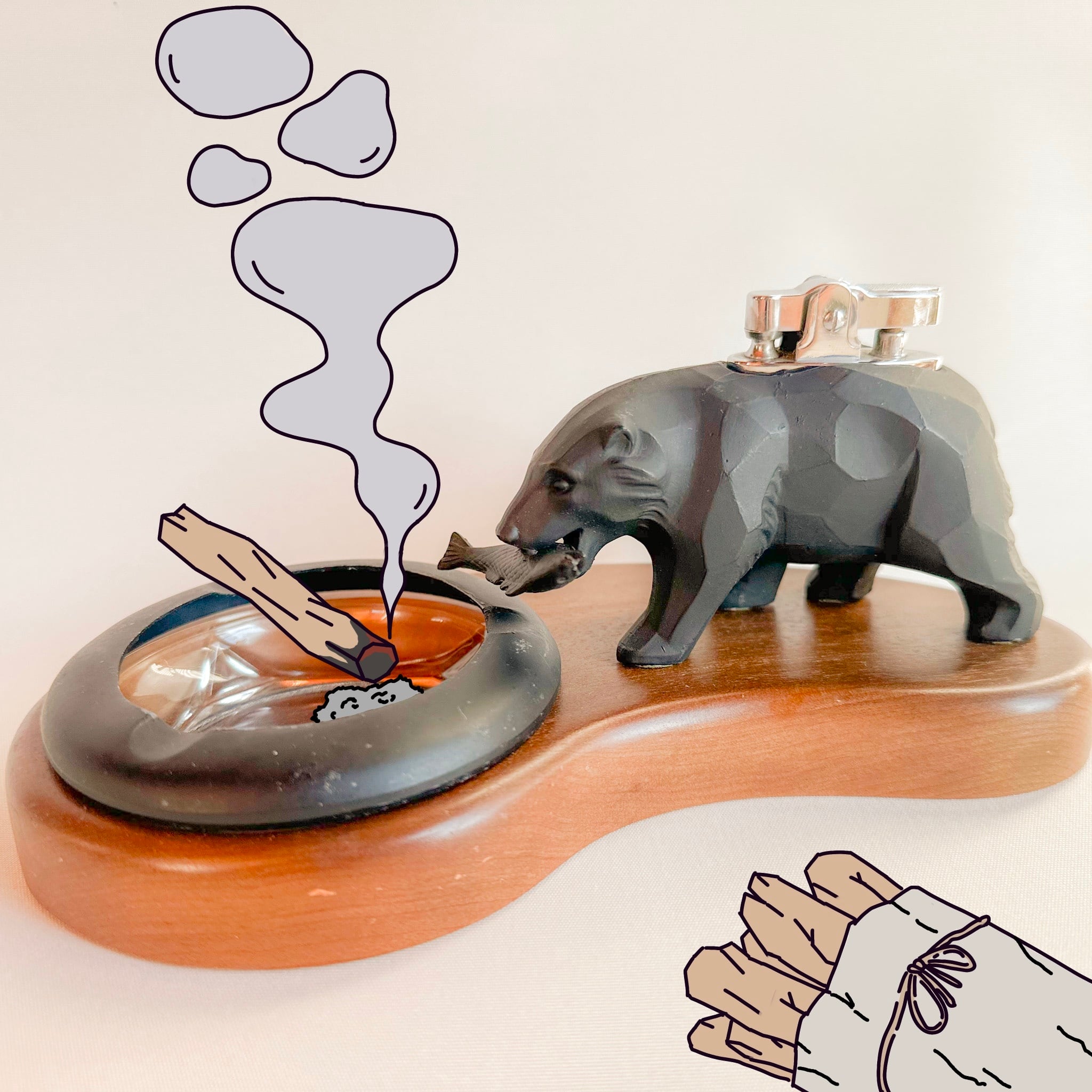 新渡戸稲造が愛用したクマの彫刻付き灰皿 熊ライターと灰皿 | monomolt