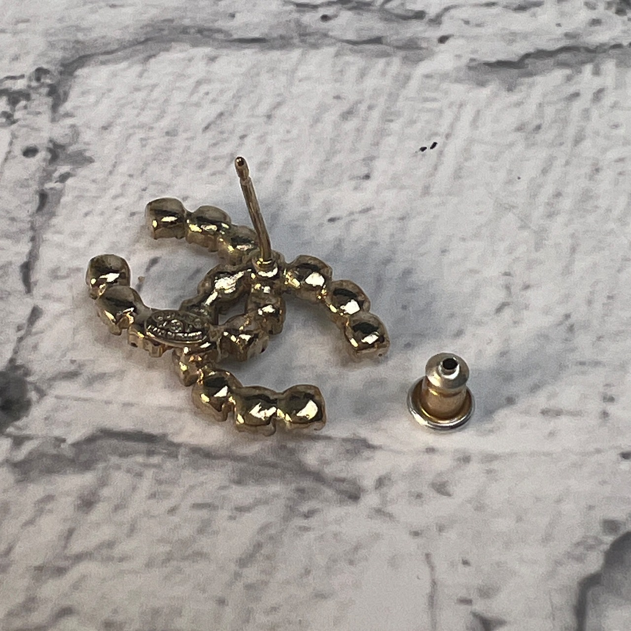 CHANEL シャネル ココマーク ストーン 刻印有り  ピアス ゴールド A-10054