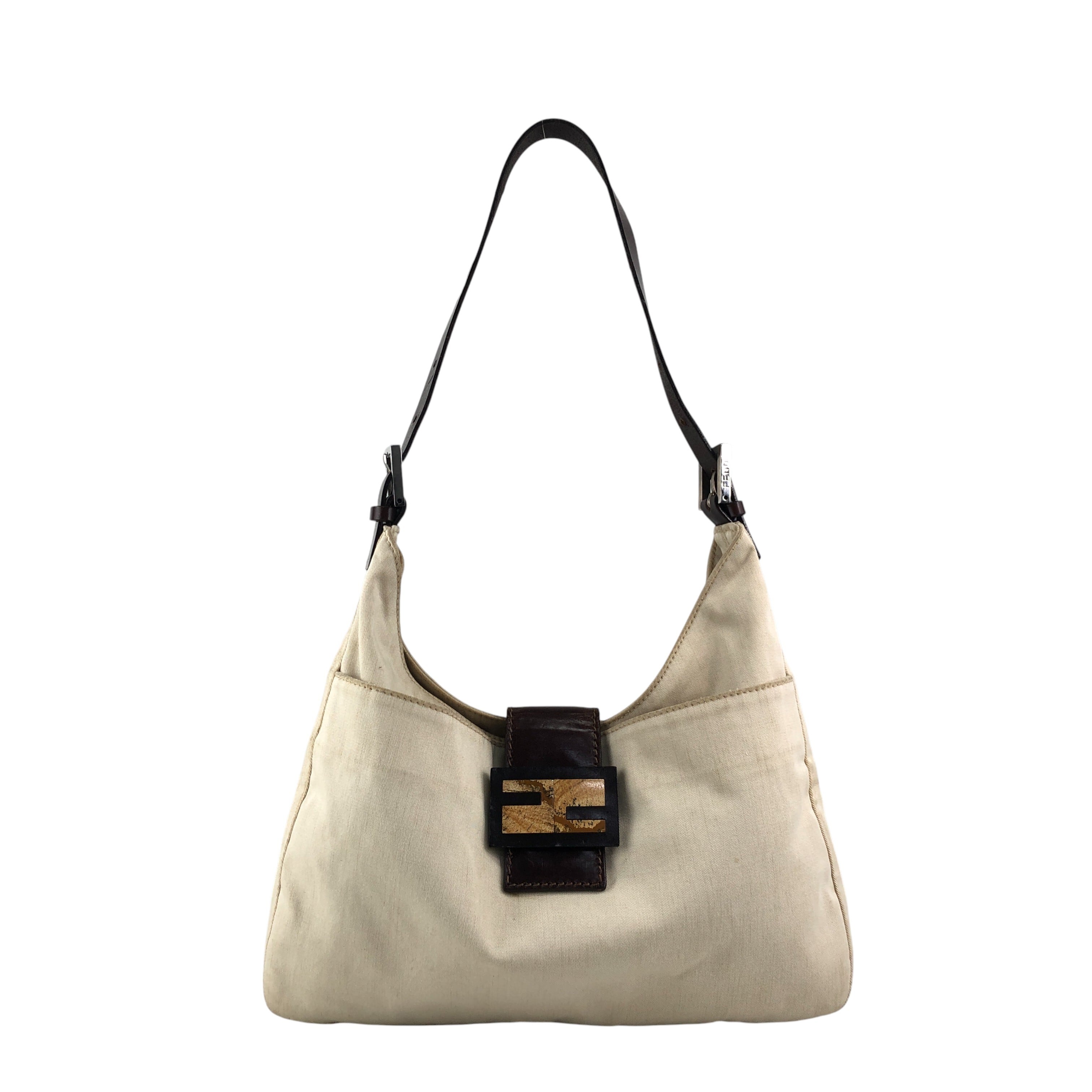 FENDI フェンディ ショルダーバッグ ベージュ FFロゴ キャンバス