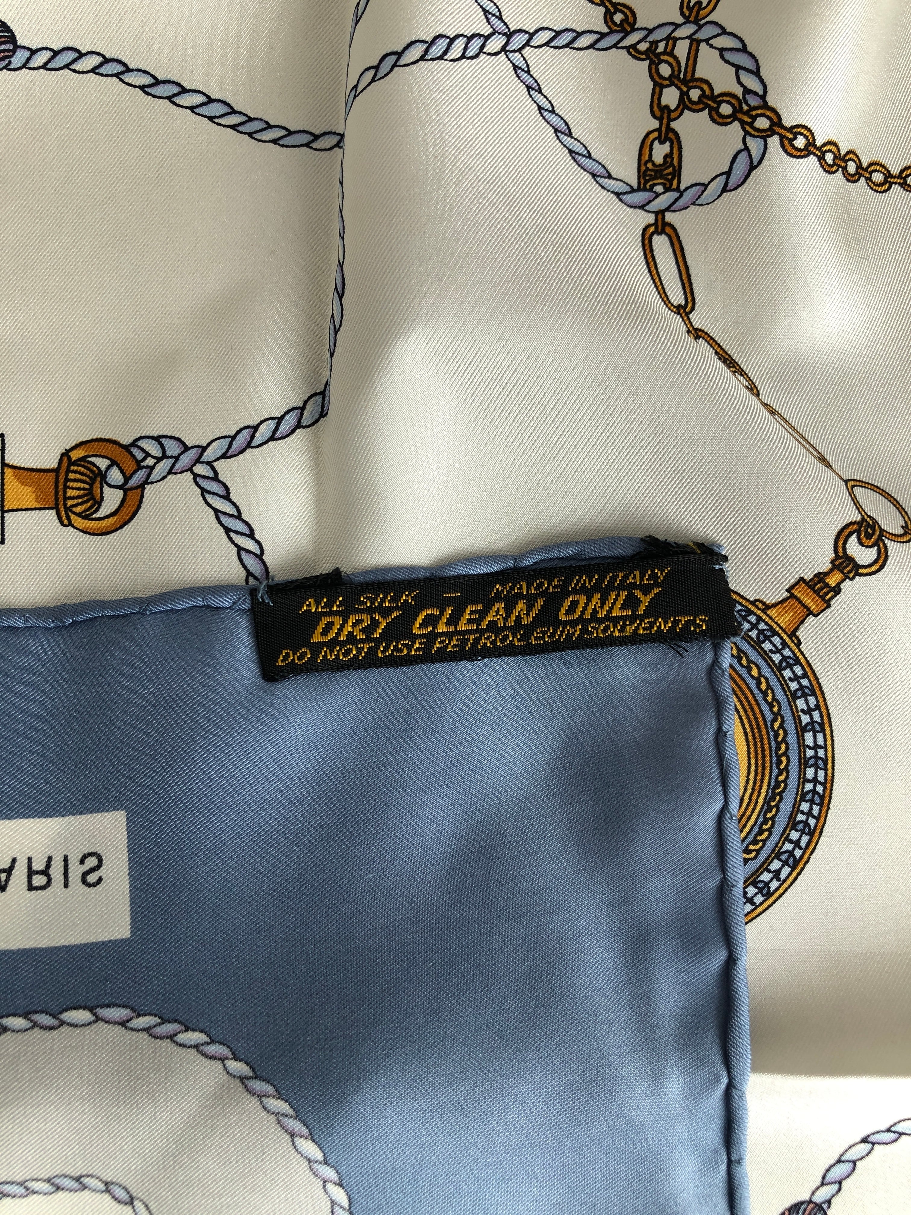CELINE セリーヌ スカーフ ホワイト ネイビー vintage ヴィンテージ