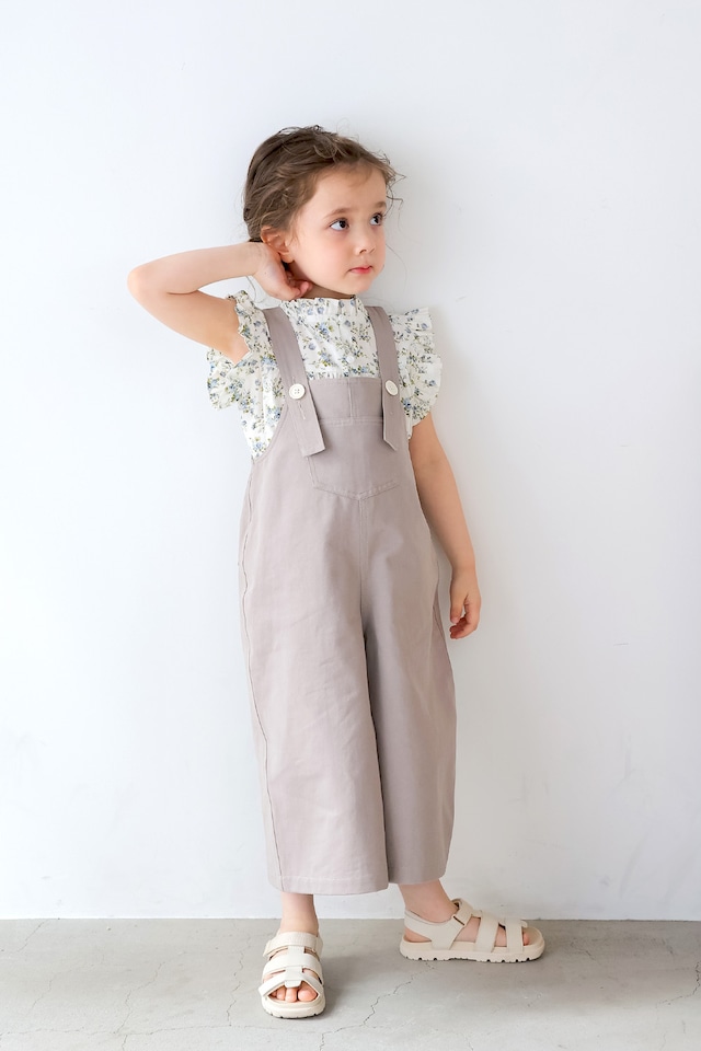 バックフリルサロペワイドパンツ〈Gray〉