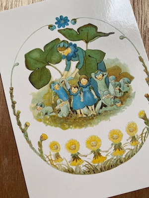 北欧　絵本作家　青い花の家族　エルサベスコフ　ポストカード　スウェーデン