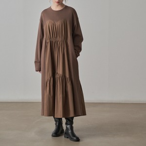 gathered switching dress　J00201