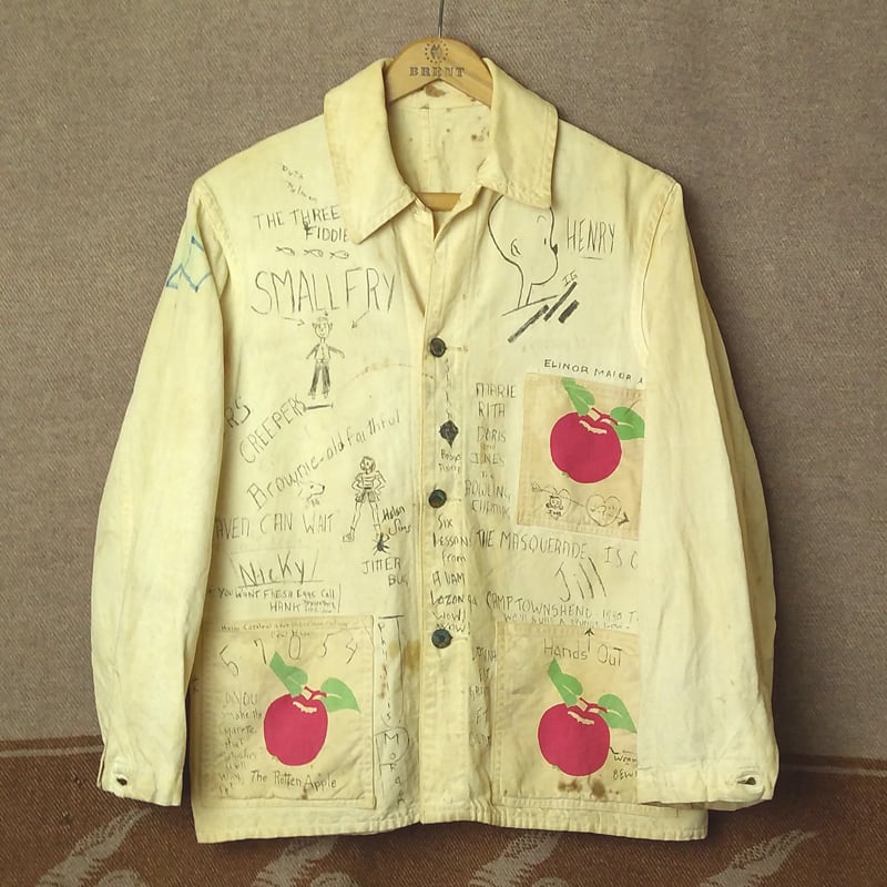 40s DUBBLE WARE Apple Print Chore Jacket w/1940 NHHS