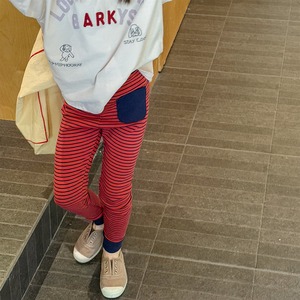 ボーダーリブレギンス（レッド／ネイビー）ADBB 2026春｜80-130cm｜レギンス｜スパッツ｜バイカラー ［取寄］