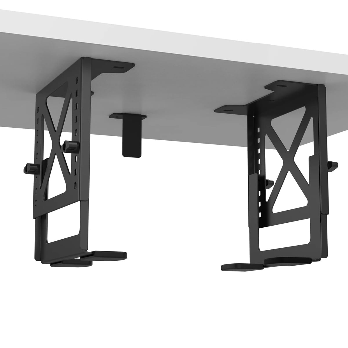 吊り下げマウントラック ブラケット NAS ミニPC デバイス デスク下収納 棚 高さ 107-203mm 調節可能