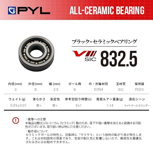 PYL』ブラックセラミックベアリング リールベアリング 交換パーツ 完全