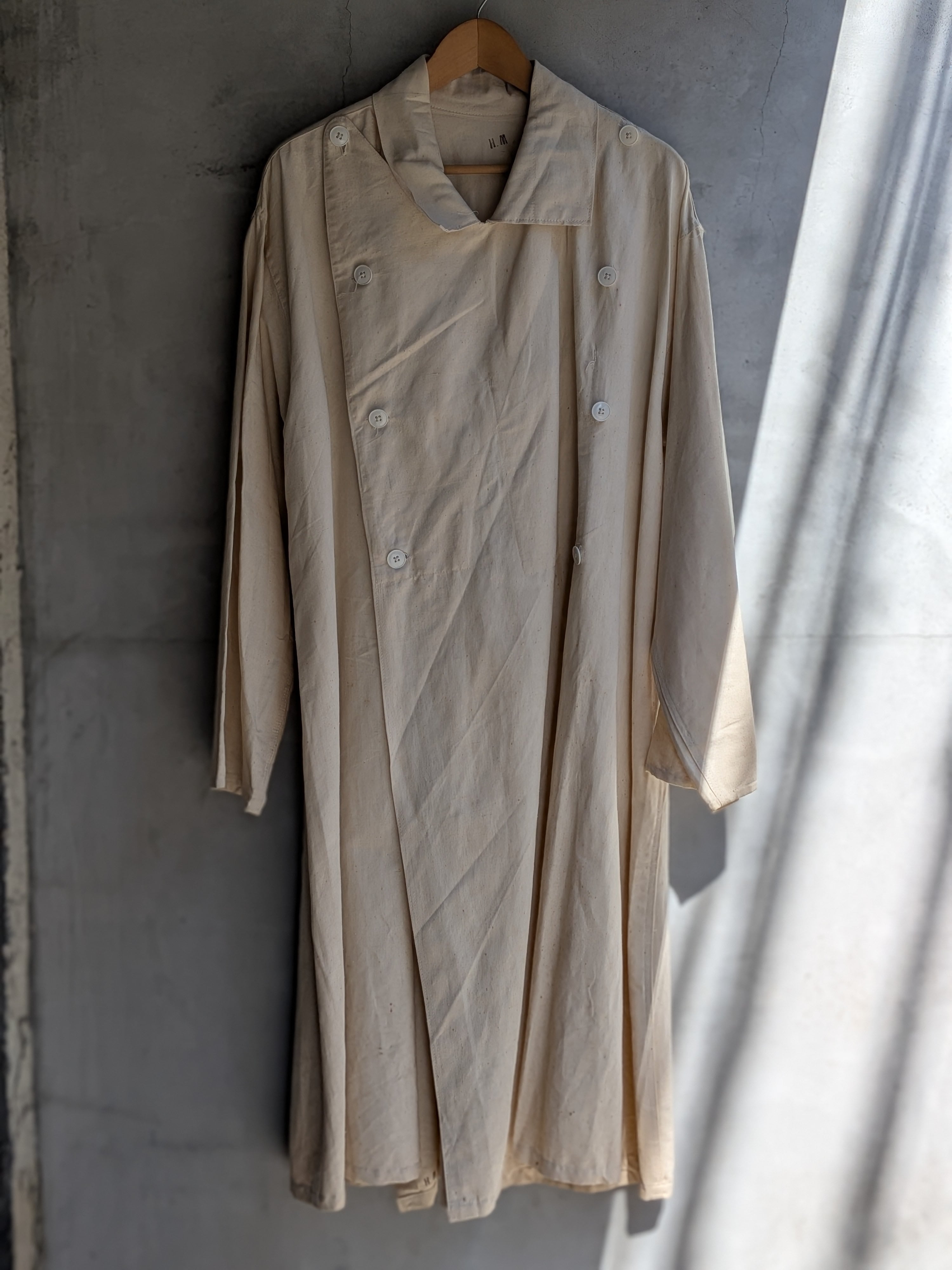 1940〜50s "FRENCH ARMY LINEN HOSPITAL COAT" DEAD STOCK