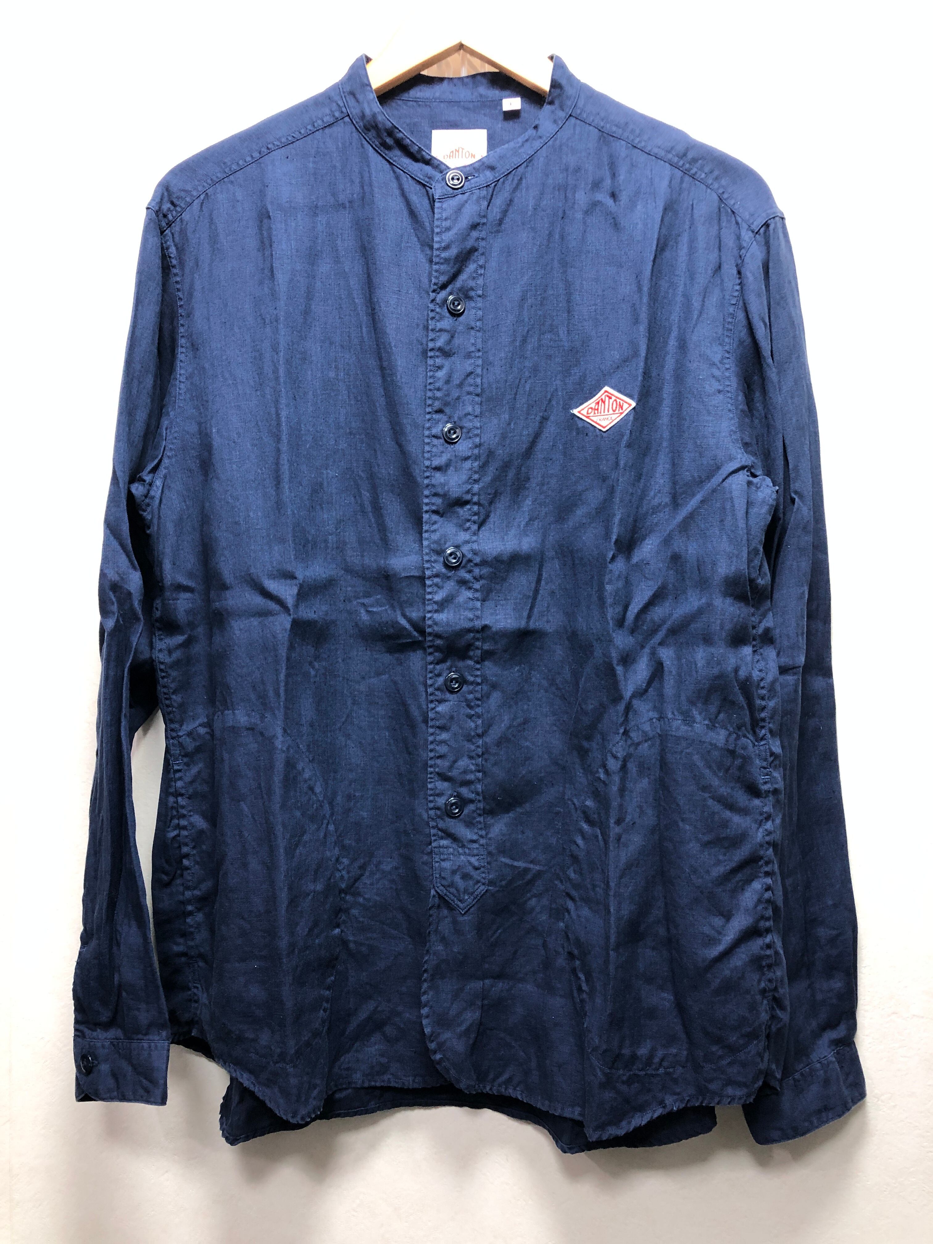 517022 DANTON リネンバンドカラーシャツ 42 ネイビー 長袖 麻 ダントン JD-3607 KLS 517022 DANTON リネンバンドカラーシャツ 42 ネイビー 長袖 麻
