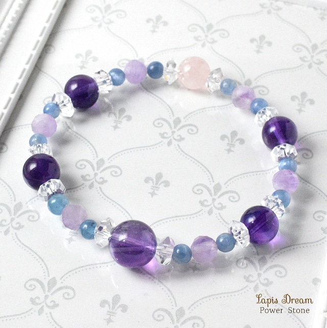 静けさの中で答えを見つけるお守り | アメジスト、カイヤナイトのパワーストーン ブレスレット