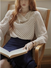 Brume Rayée Draped Blouse F0786
