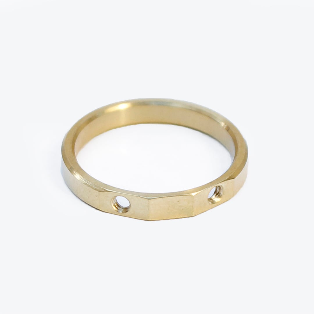 Tazoe (タゾエ) Small Factory Ring 指輪【ゴールド 3mm幅】(2つ穴