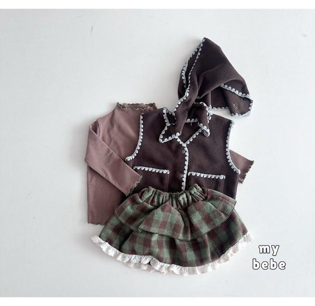 韓国子供服 / 26winter / my bebe / チェックカンカンスカート / キッズ / 冬服 *XS~XL*