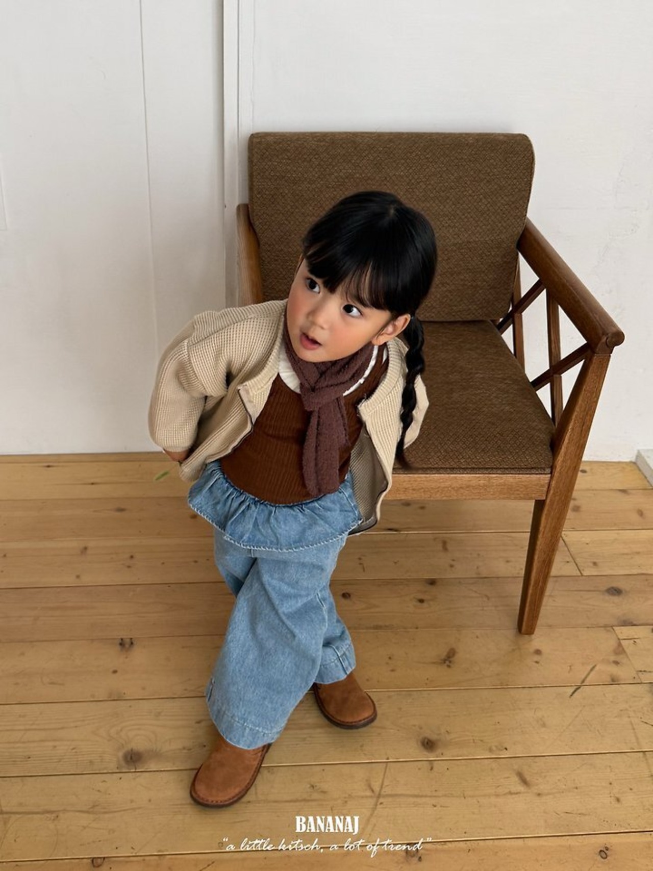 韓国子供服 / BANANA J / 26Autumn / ワッフル ジャケット / 秋服 / キッズ *XS~JS*