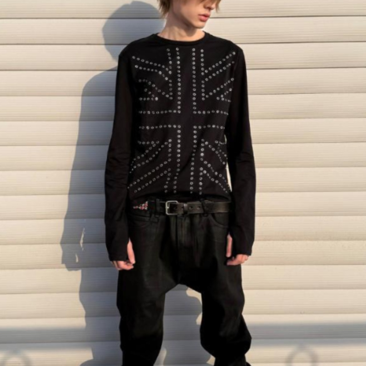 Geometric Stud Slim Long Sleeve Tee TB2566・画像2