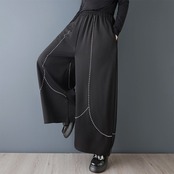 曲線 ステッチ ワイド パンツ  00366