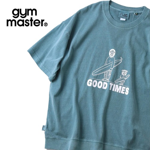 gym master ジムマスター 【6.2oz】ピグメント GOOD TIMES ビッグTシャツ メンズ 半袖 グラフィックTシャツ 発泡風ひび割れプリント 綿100% G733784 グリーン