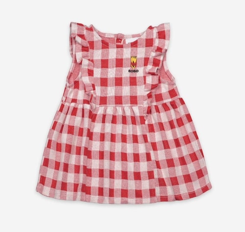 SALE!!【Bobo Choses】Vichy All Over Jersey Ruffle Dress ワンピース　チェック柄