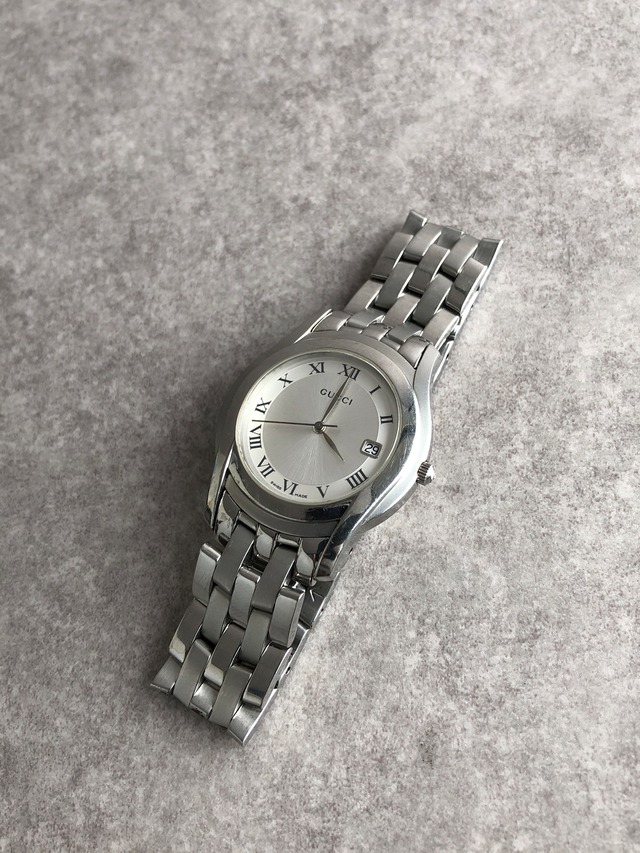 GUCCI グッチ 腕時計 シルバー ローマ文字 ステンレススチール 5500M クウォーツ vintage ヴィンテージ オールド d4tcce