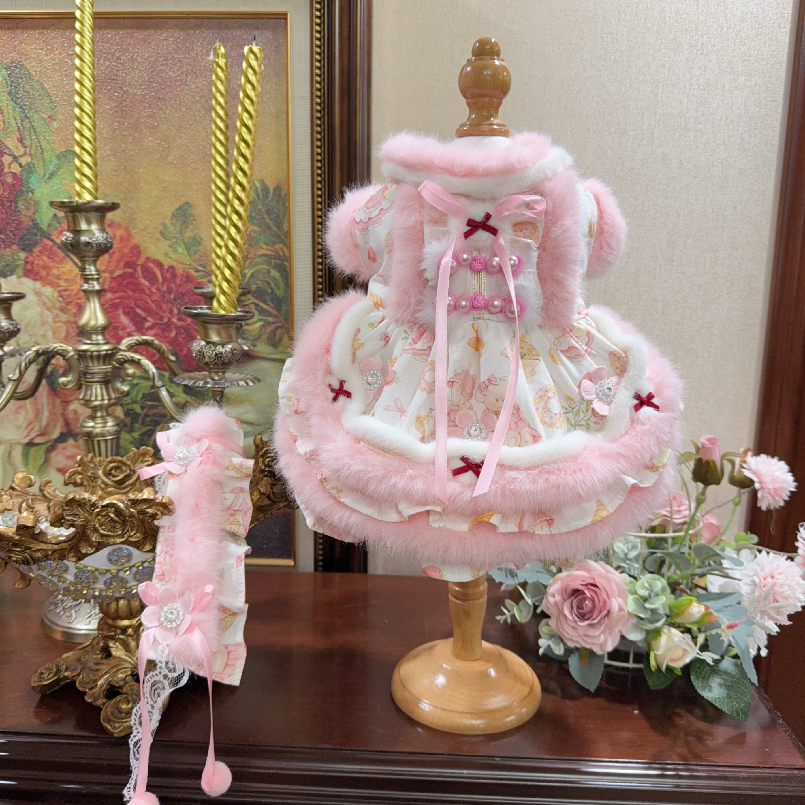 スイートフローラルファーコート 00804