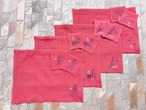 【Coi】民族のくらし刺繍　ランチョンマット　ヤオ族　刺繍　赤