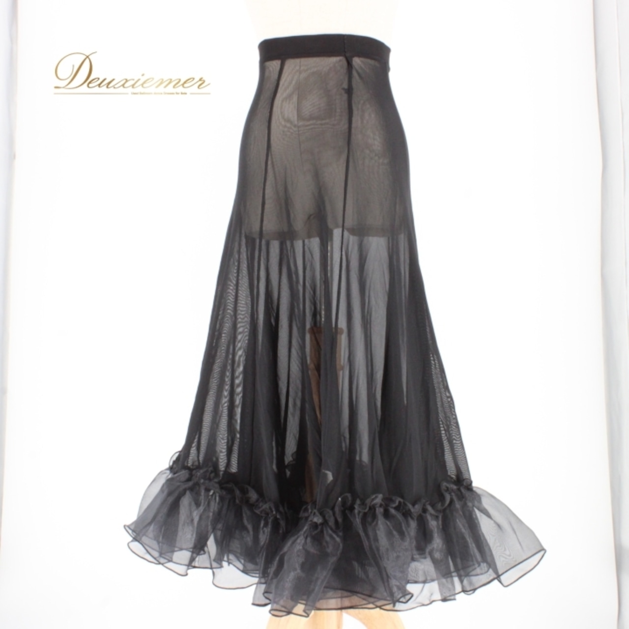 社交ダンス 衣装 スタンダード スカート オーバースカート レッスンウェア Leirena レイリーナ ブラック系 レース フリル 黒 無地 パニエ シフォン 軽やか エレガント ダンスウェア おしゃれ フレア ボリューム シルエット カジュアル 舞台衣装 日常使い 伸縮性 吸湿性 通気性 シンプル 上品 コーディネート 着回し お手入れ簡単