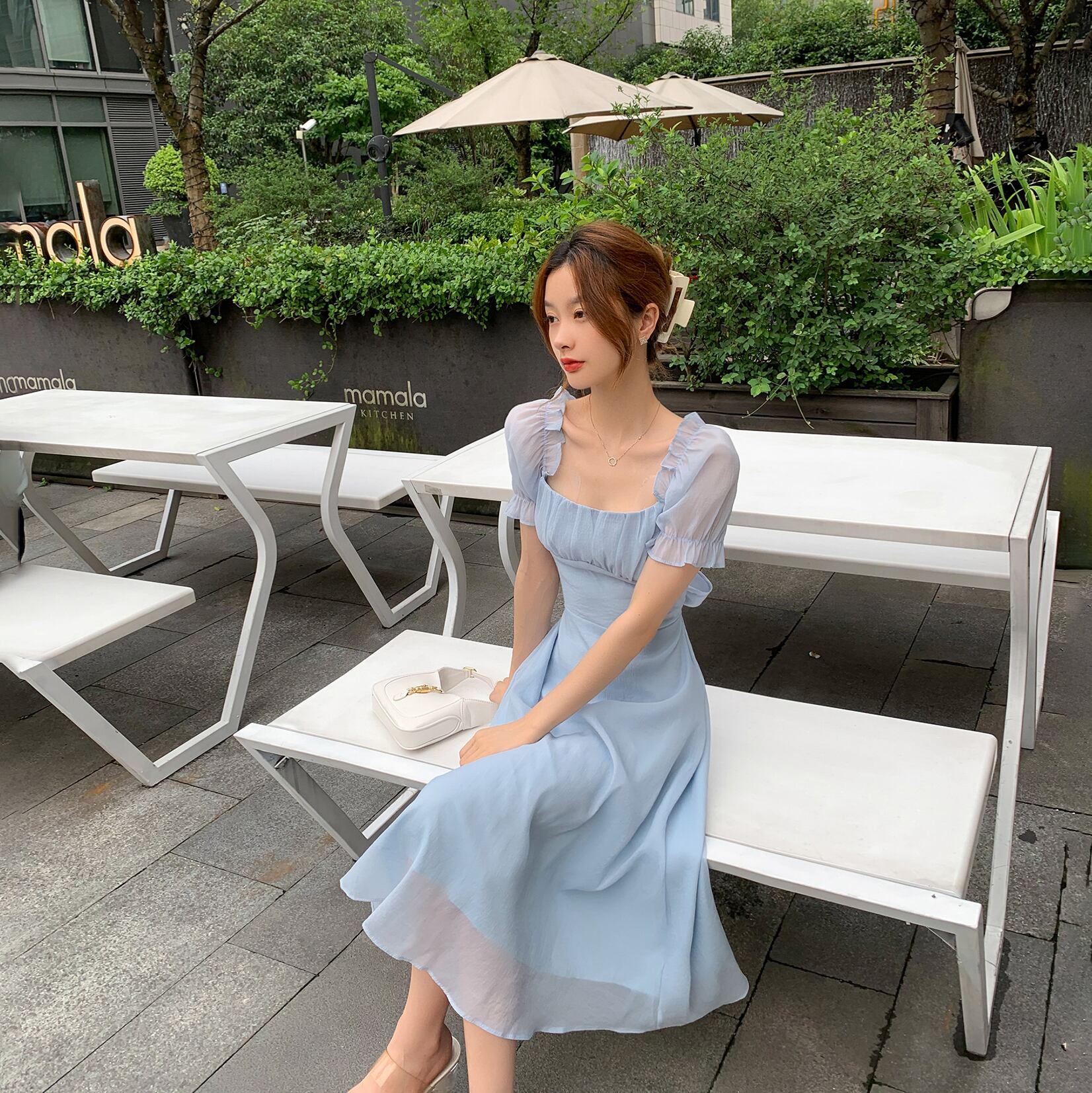 ウェストスリーブドレス サマースタイルスカート 夏物 スクウェア 6Du_Shop_Women79377533363