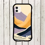 受注生産 iPhoneケース ベージュとネイビーの山波抽象｜レトロウェーブ CURV008B