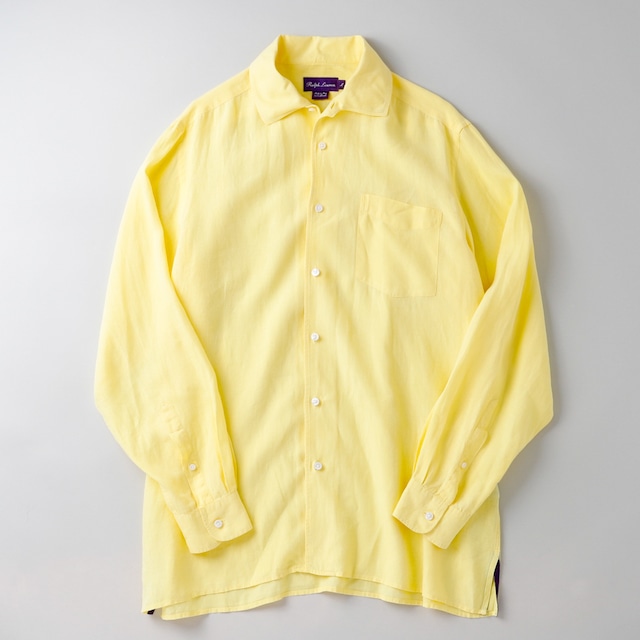 【定価8万】Ralph Lauren Purple Label special linen shirt made in Italy mint condition ／ ラルフローレン パープルレーベル スペシャル リネン シャツ イエロー イタリア製 サイズL 長袖 ビッグサイズ ほぼ未使用品